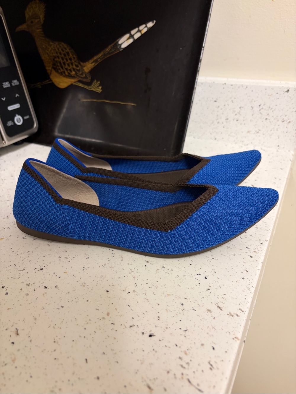 Rothy’s The Point Lazuli Blue Brown Flats size 7 excellent shape